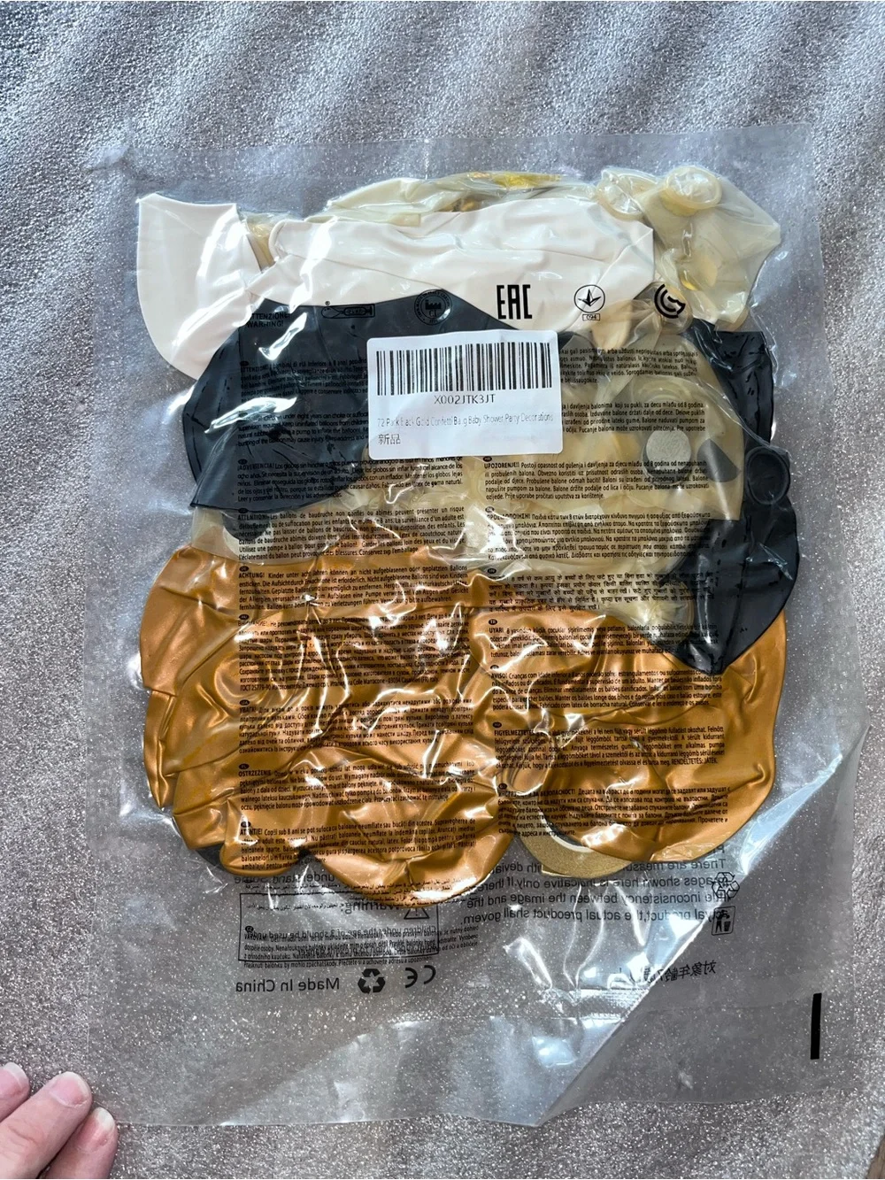 Gold, Black & White Confetti Balloon Party Set